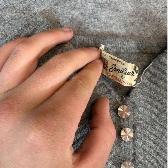 Vintage 70s Ermileur By Canterbury Sweater Mens Small Gray Pullover Fisherman - Picture 4 of 5